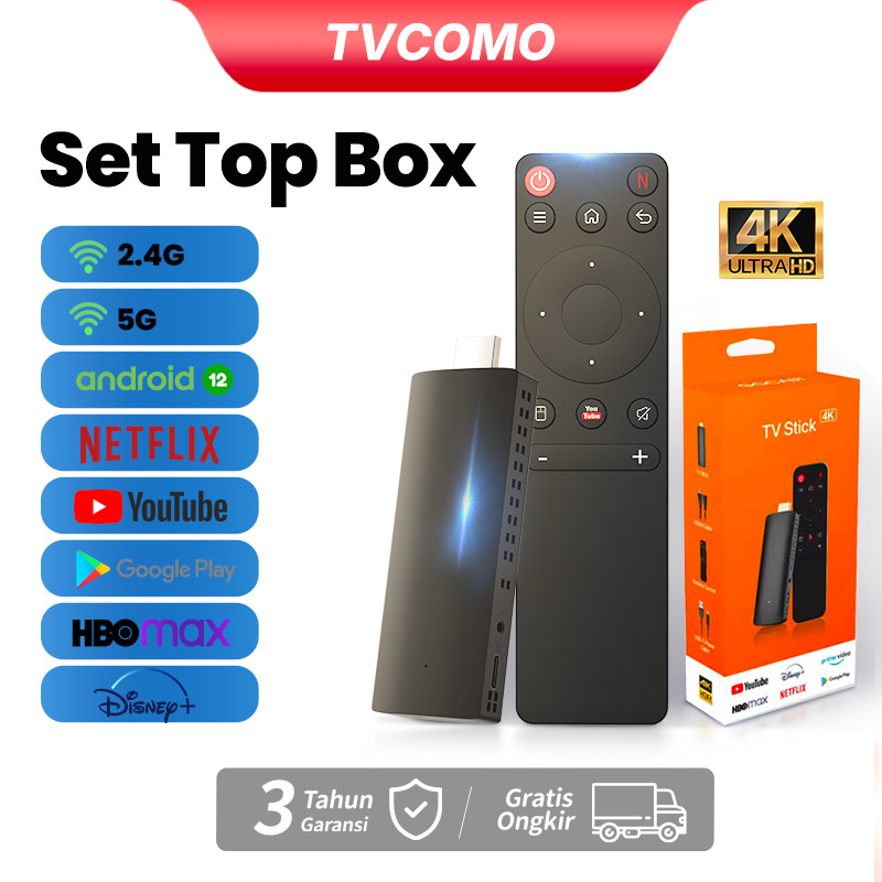 M98 Set Top Box Android 12 Smart TV Stick 4K HD WiFi – 4GB RAM 64GB ROM – Support Netflix, YouTube, 