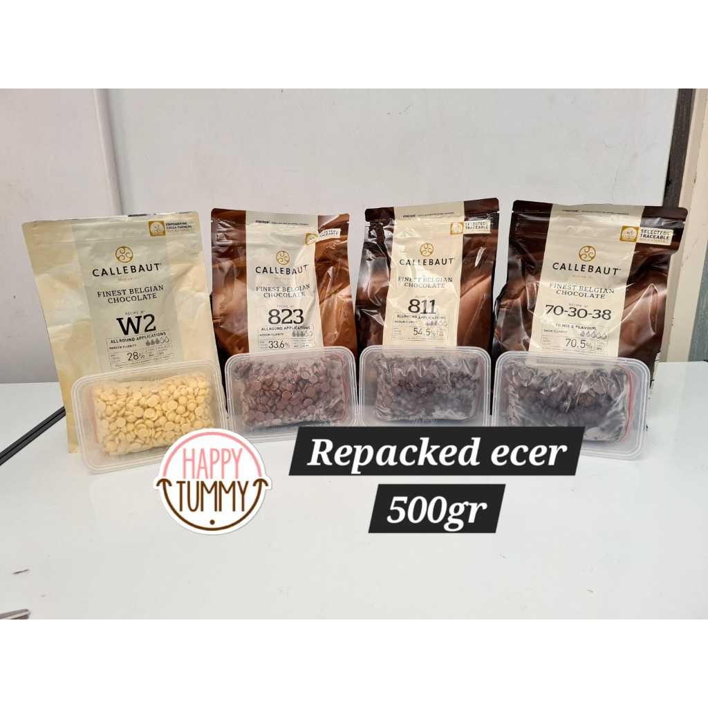 

Callebaut repack 500gr chocolate callet white milk medium dark coklat masak 811 823 70