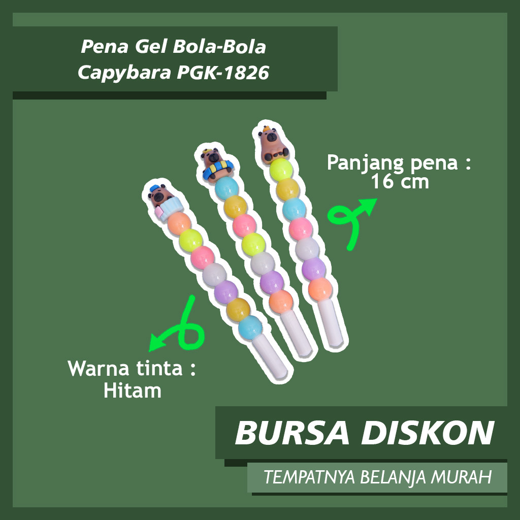 

Pena Gel Bola-Bola Capybara PGK-1826 Pulpen Tinta Hitam Alat Tulis Kapibara Coklat Lucu