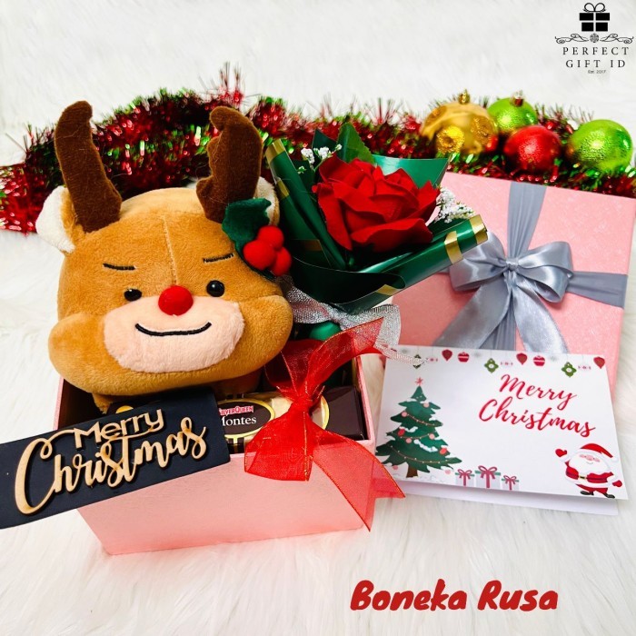 

✨TERLARIS✨ -Hampers Natal Kado Natal Christmas Gift Hadiah Natal Box Kado Natal - Bunga&BonekaSja, Beruang Coklat