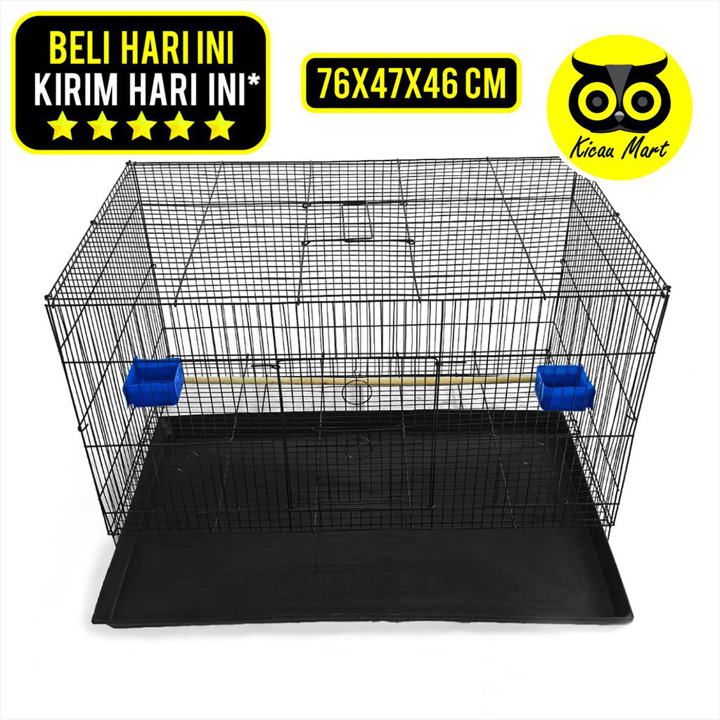 KICAU MART Sangkar Kandang Umbaran Kucing Size Jumbo XL 76x47x46cm Free 2 Cepuk Plus Tatakan Tangkri