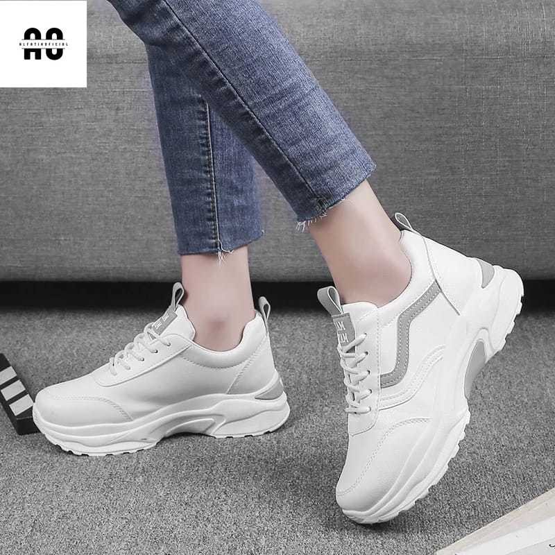 As) Sepatu wanita sneaker putih abu simple casual kets sneakers terbaru ATNN17