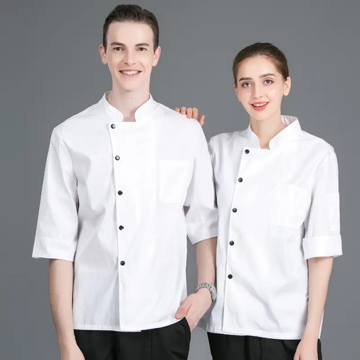 Baju Chef Baju koki Pria&wanita Jaket Koki Seragam Chef - Putih, S