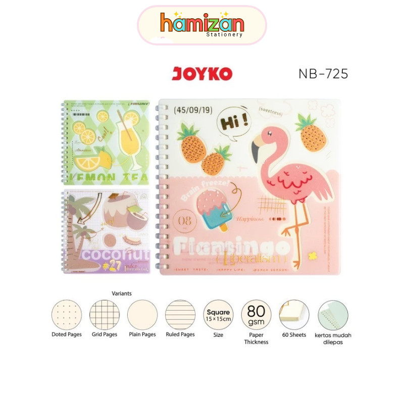 

Notebook Diary Agenda Buku Catatan Joyko NB-725 Summer/Joyko Notebook Spiral NB-725 Dotted Dot Titik / Grid Matematika / Notepad Plain Polos / Ruled Garis Buku Catatan Fancy 15 x 15 cm