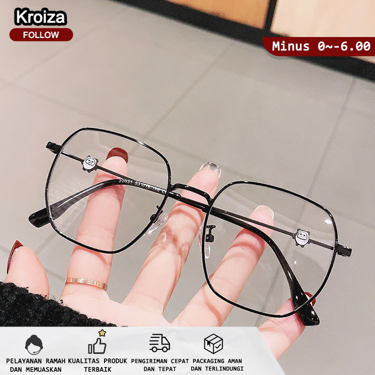 kroiza Kacamata Photocromic Minus Silinder Wanita Pria Frame Anti Radiasi Blueray Kaca Mata Optik