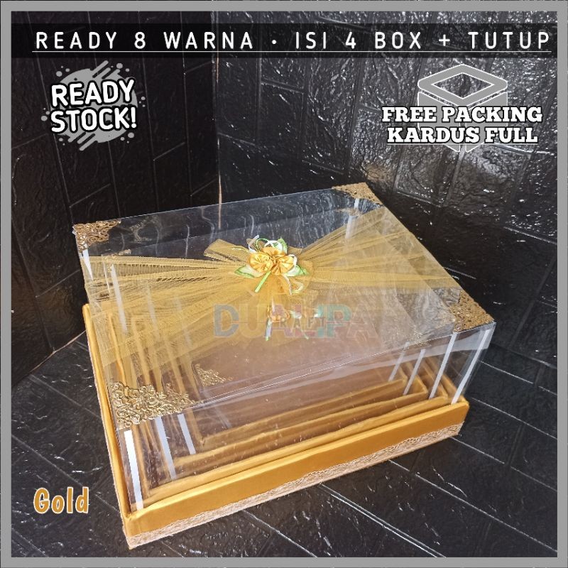 

Kotak Parcel Hantaran Seserahan Mika Hias Bunga Renda Aksesoris Emas Elegant Murah BEST SELLER
