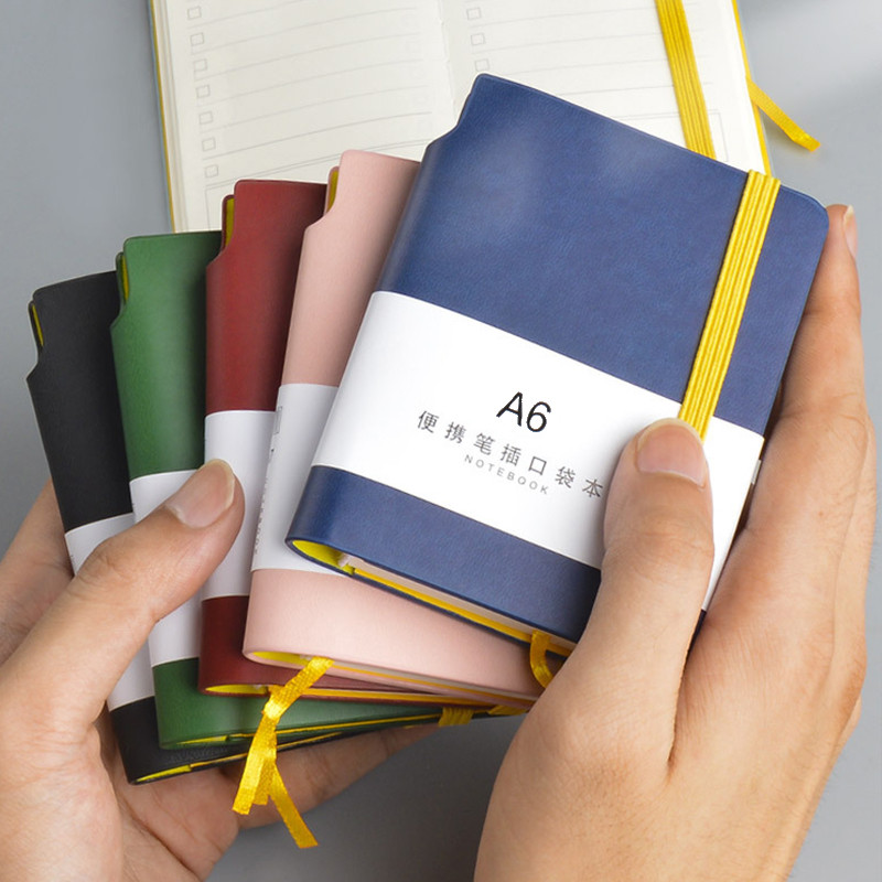 

A6 Notebook,100 Sheets/Book,Hardcover Soft PU Cover,Mini Portable Notepad Office Learning Stationery QP-44