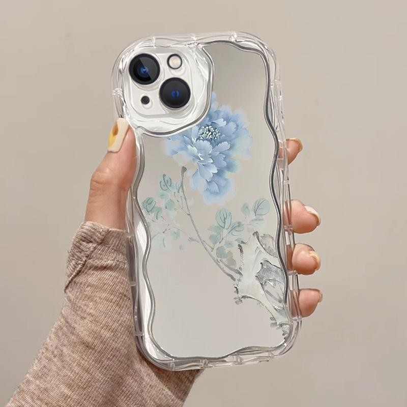 Casing For Vivo Y75 5G Y72 5G Y73 Y77 5G Y77e 5G Y78 Y78 Plus Y7s Casing Sederhana Bunga Biru Transp