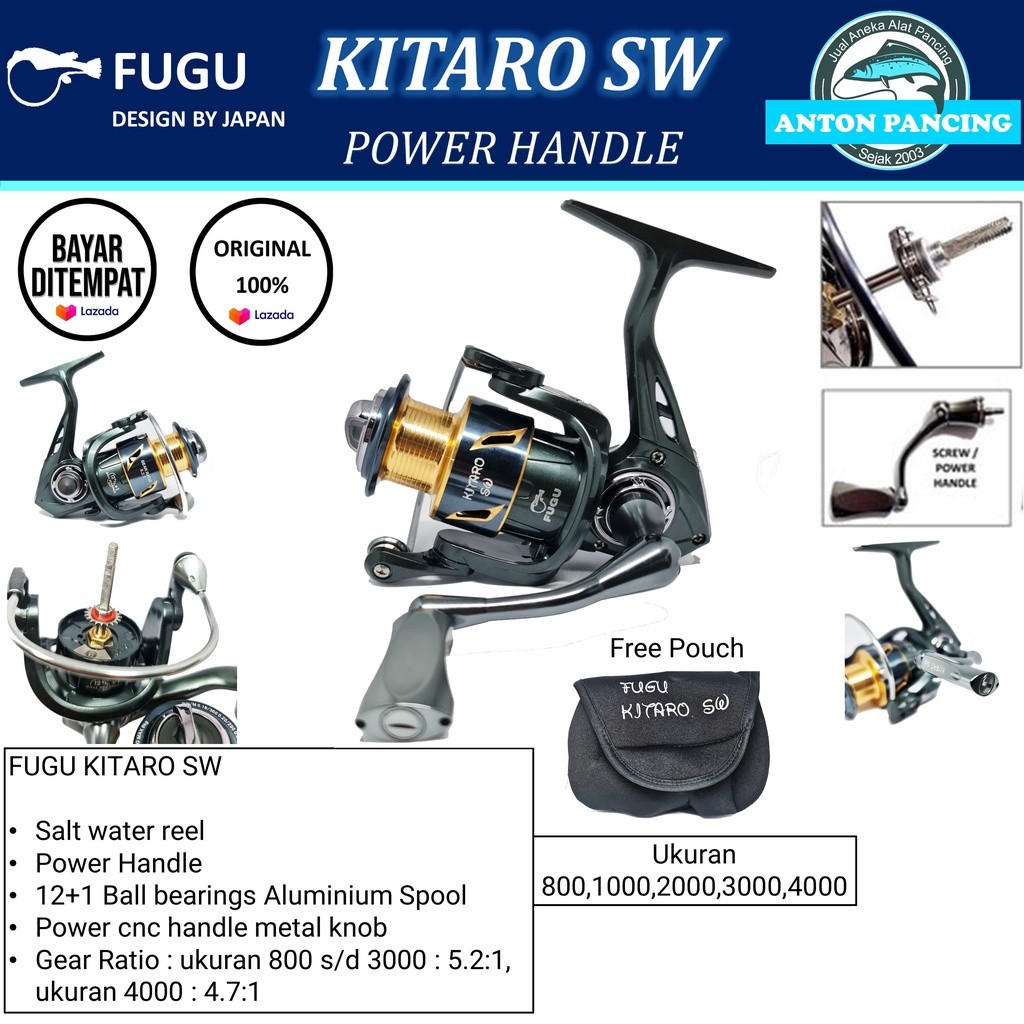 Reel Pancing Fugu Kitaro Saltwater SW 800 1000 2000 3000 4000 Power handle Metal