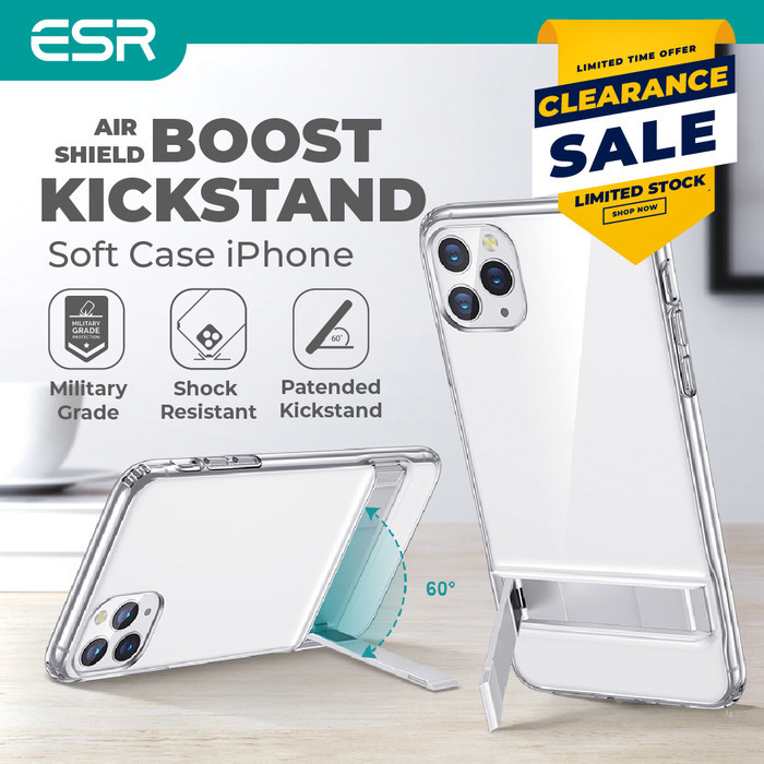 Soft Case iPhone ESR Air Shield Boost Kick Stand - Clear, 13Pro