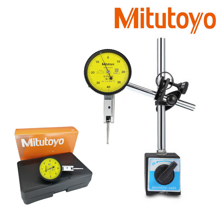 Paket Dial Indicator MITUTOYO 513 404-10E + Magnetic Base Dudukan Indikator Set Stand Gauge Pick Ala