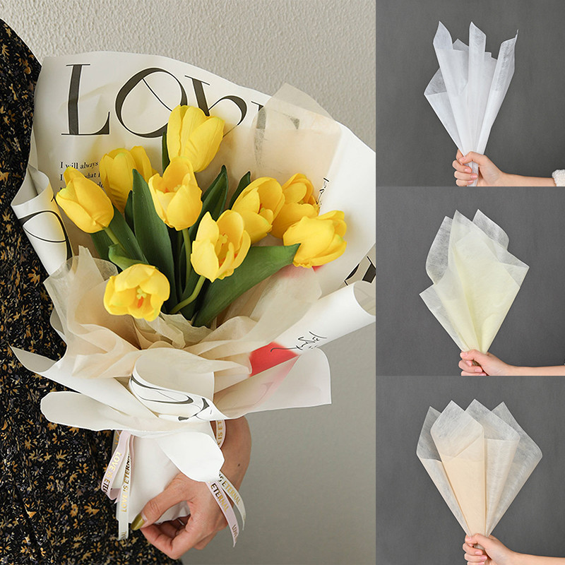 

40/50pcs Extractable Bouquet Packaging Paper Bouquet Lined Non Woven Fabric Lining Papers Cotton Flowers Wrapping Paper