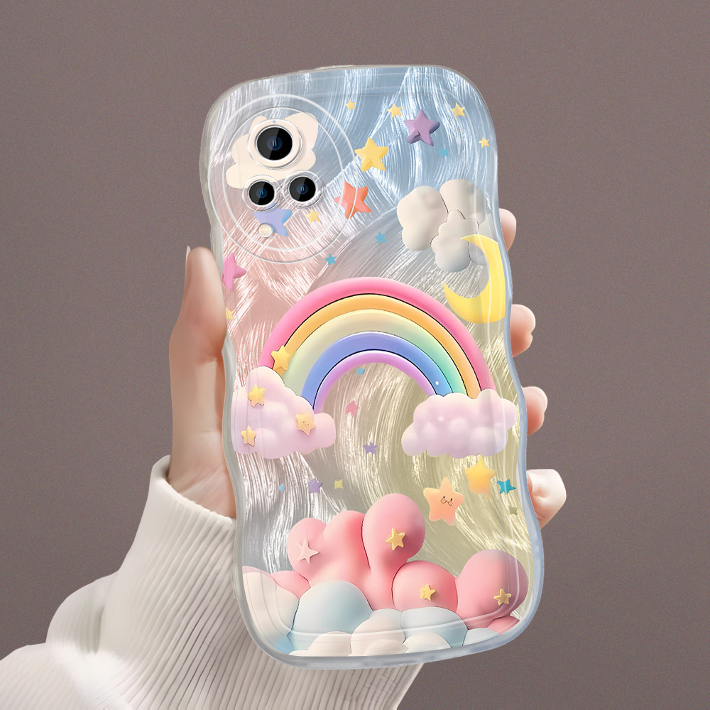 VIVO V21 5G Hp Casing Handphone Silikon Softcase Untuk Rainbow Cloud Soft Phone Case Kesing Cassing