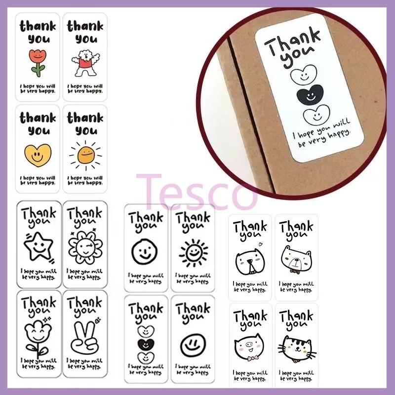 

Tesco 100 lembar - stiker label pesanan terima kasih/stiker segel kotak hadiah terima kasih