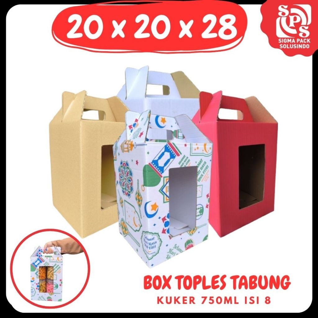 

Box 20x20x28 Jinjing (KUKER TOPLES JAR 750ml ISI 8) Kardus Idul Fitri Lebaran Hampers/Ied Mubarak/Box Boneka/Hampers Kue Kering MEDIAKIT