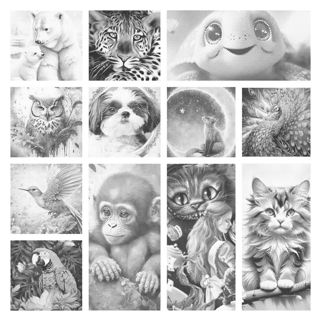 

30x40cm animal painting one color dot painting dotting punktmalerei stippelen een kleur stippen stippelkunst stippelschilderij