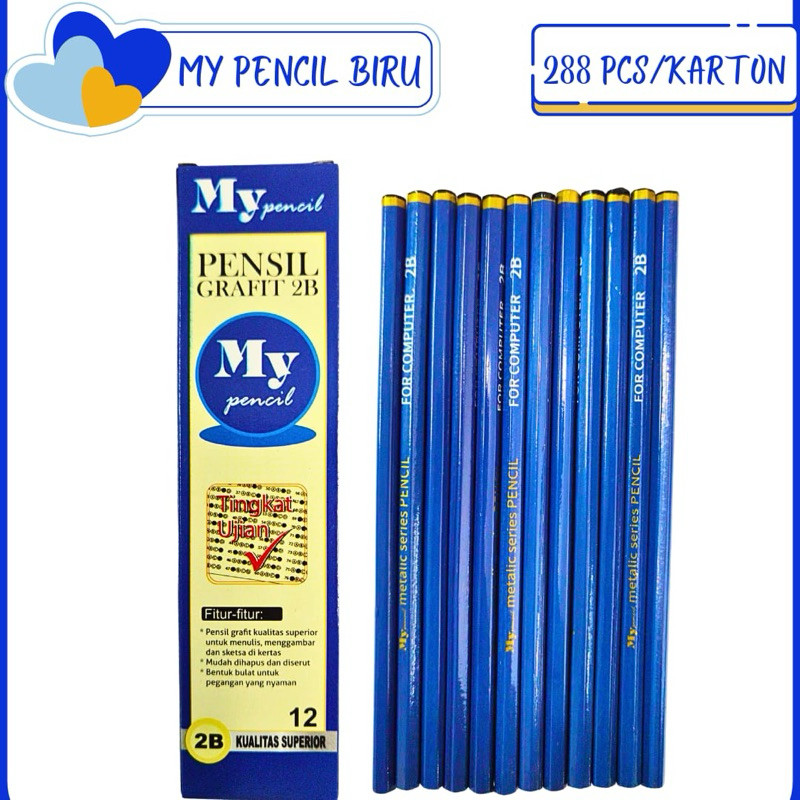 

12psc pensil biru 2b minimal beli 12 batang
