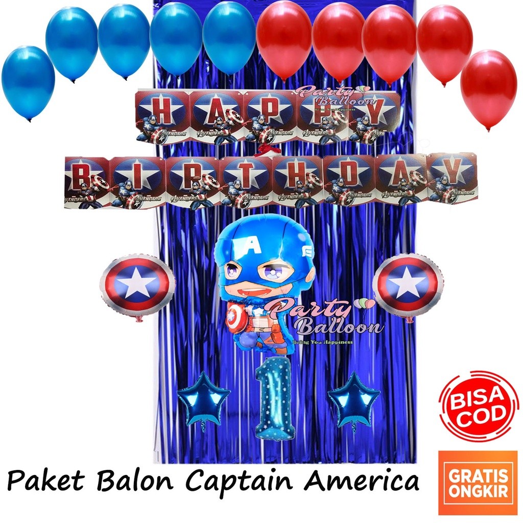 Paket Dekorasi Balon Ulang Tahun Anak Laki Laki Avenger Set Decor Ultah Captain America Hemat Murah