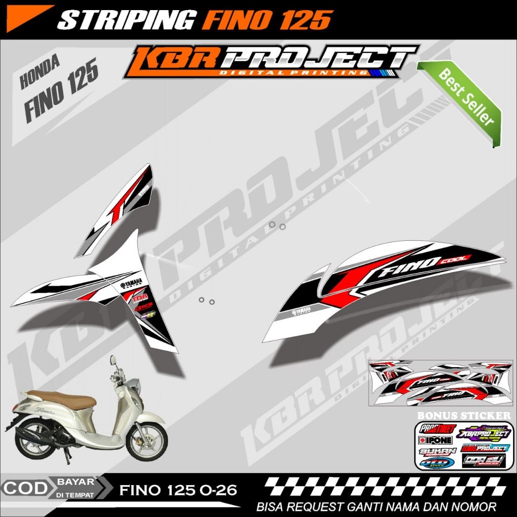 FINO 125 STIKER STRIPING PREMIUM MOTOR KEREN LIS VARIASI FINO 125 STIKER MOTOR YAMAHA DESAIN RACING