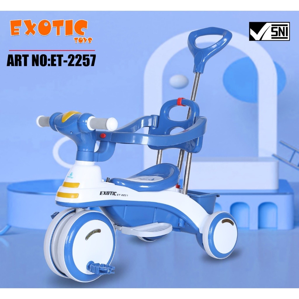 ET-2257/Sepeda Roda Tiga EXOTIC ET 2257 Tricycle Anak Musik Lampu Dorongan