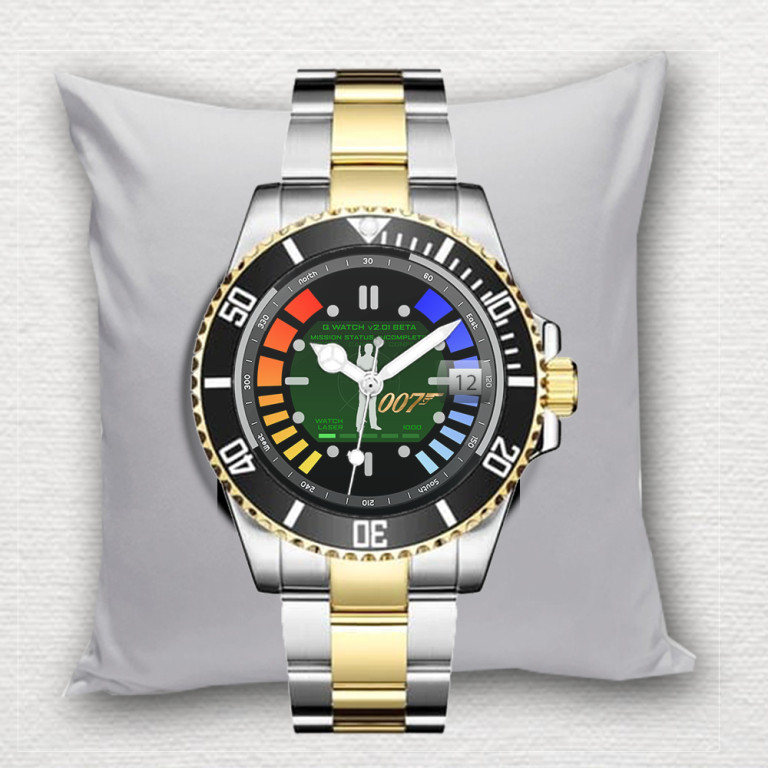 Jam Tangan Pria GOLDEN EYES 007 JAMES BOND Tanggal Stainless Steel Perak Silver Gold  Dewasa Custom 