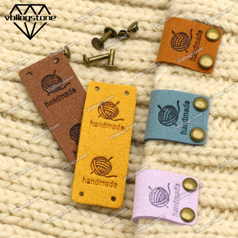 

20Pcs Leather Label For Clothes Ball of Yarn Handmade Labels Tags Knitting Hat Bags Sew Accessories 2*5CM