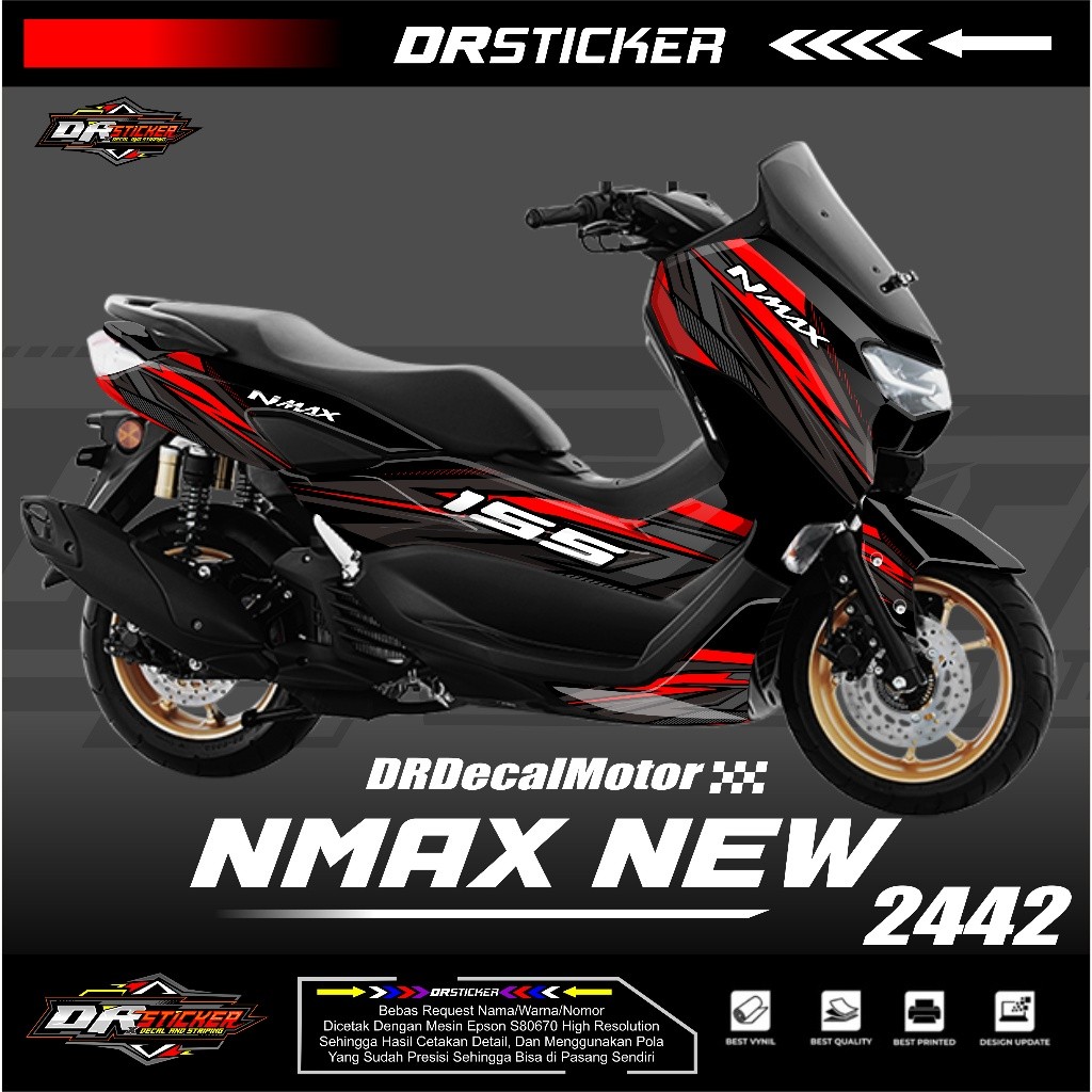 (New Desain) Stiker Decal Full Body Yamaha All New Nmax 2020 2021 2022 - List Merah