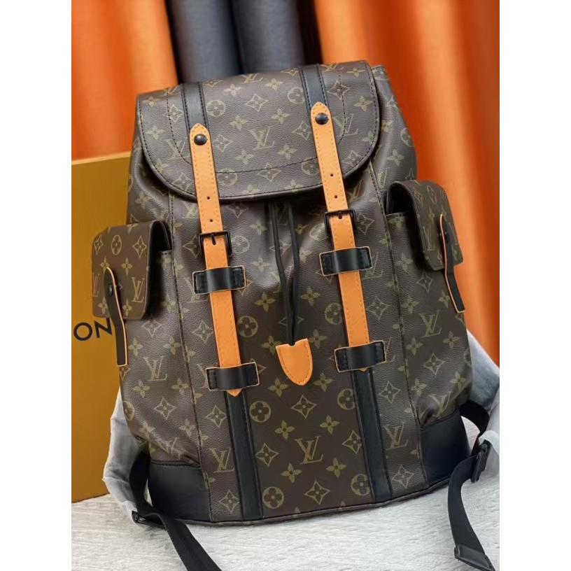 [Toko Butik Annie]  Louis Vuitton  Christopher Bag Tas kulit sapi  klasik/Ransel Pria[Box + dust bag