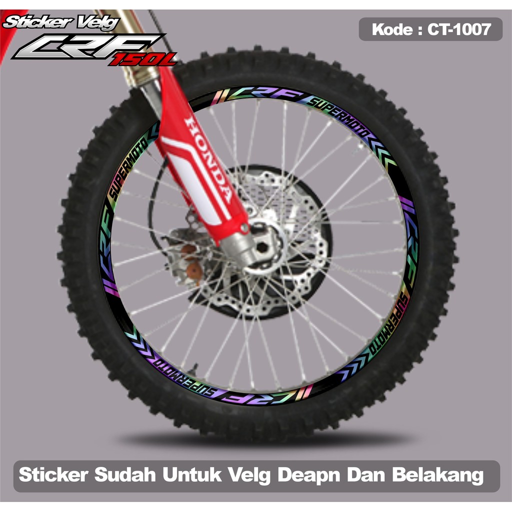 CT-1007 Sticker Velg CRF 150L Terbaru (RING 17) - Sticker Velg CRF Terbaru Depan Belakang - Sticker 