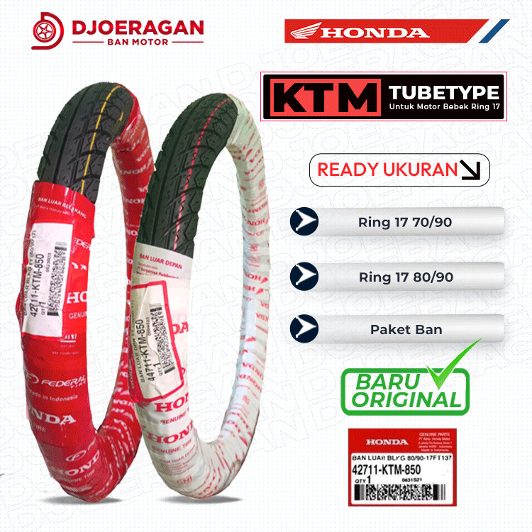 BAN LUAR MOTOR BEBEK AHM FEDERAL KTM Ring 17 70/90 dan 80/90 Non tubeless Tubetype