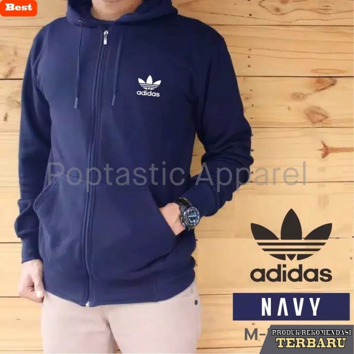 hoodie pria keren Jaket Adidas Pria Zipper Hoodie Sweter Hodie Distro M L XL XXL - Merah, M