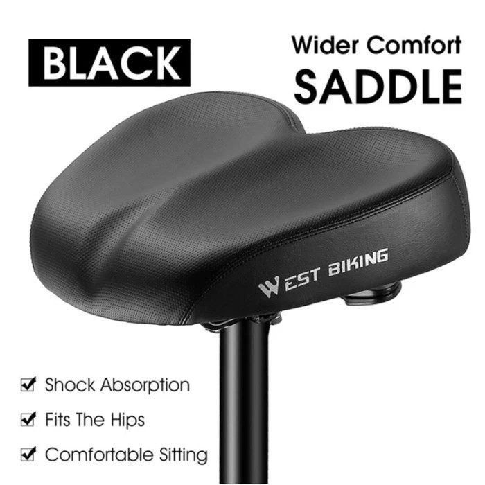 SADEL JOK SEPEDA STATIS LISTRIK MTB SELI WESTBIKING SADDLE EMPUK HITAM