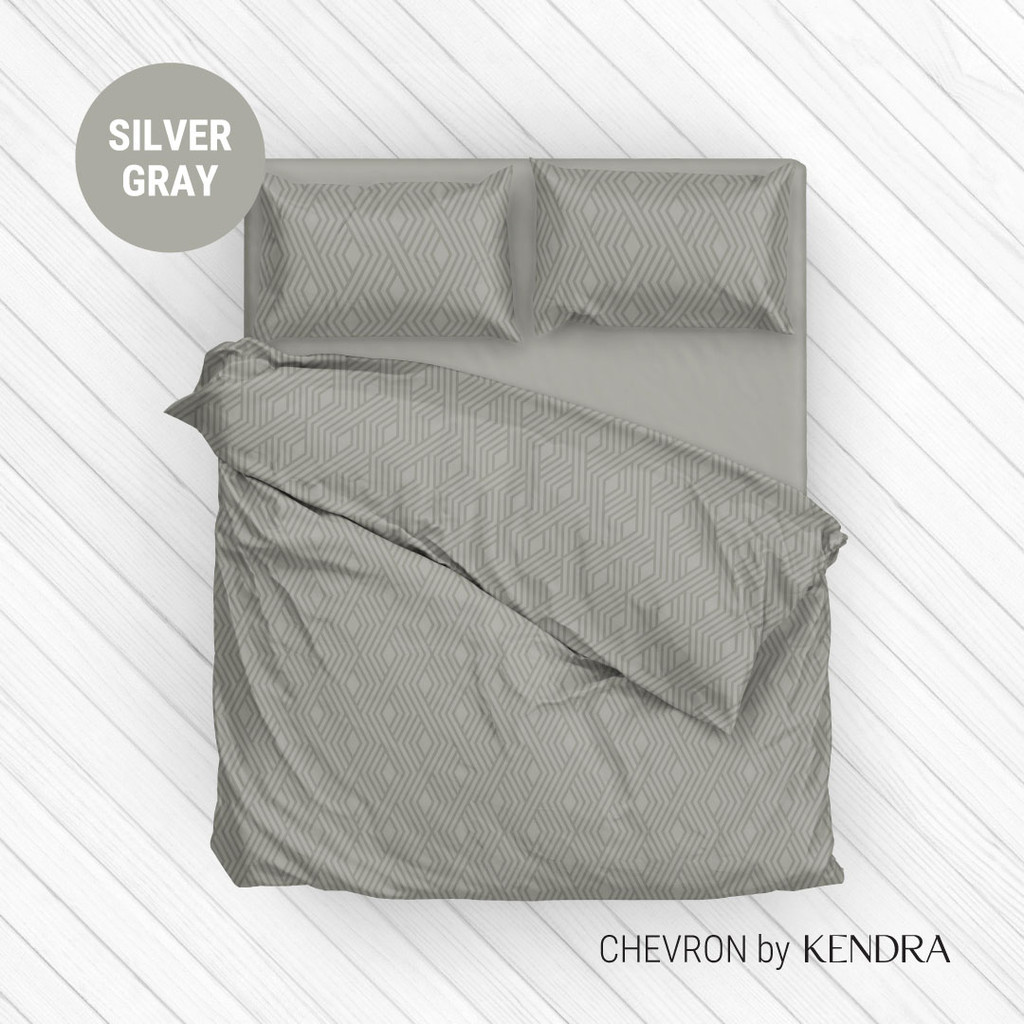 KENDRA Embossed CHEVRON Sprei Set / Bedcover Set Silver Gray