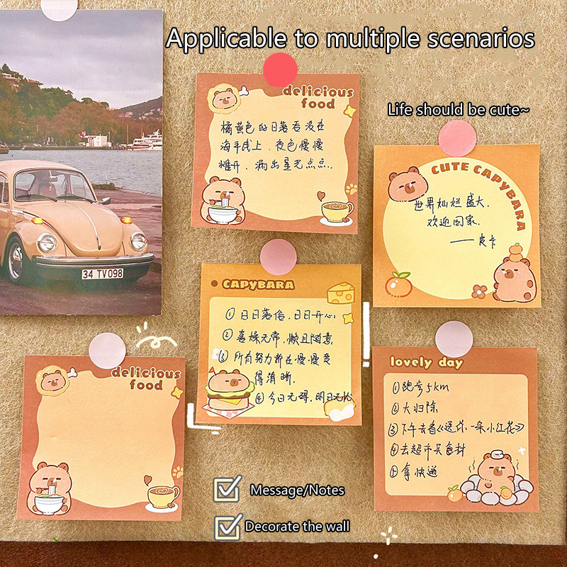 

Kawaii Capybara Cartoon Animals Sticky Notes Pad Decorative Stationery Stickers Office School Supplies Children Gifts