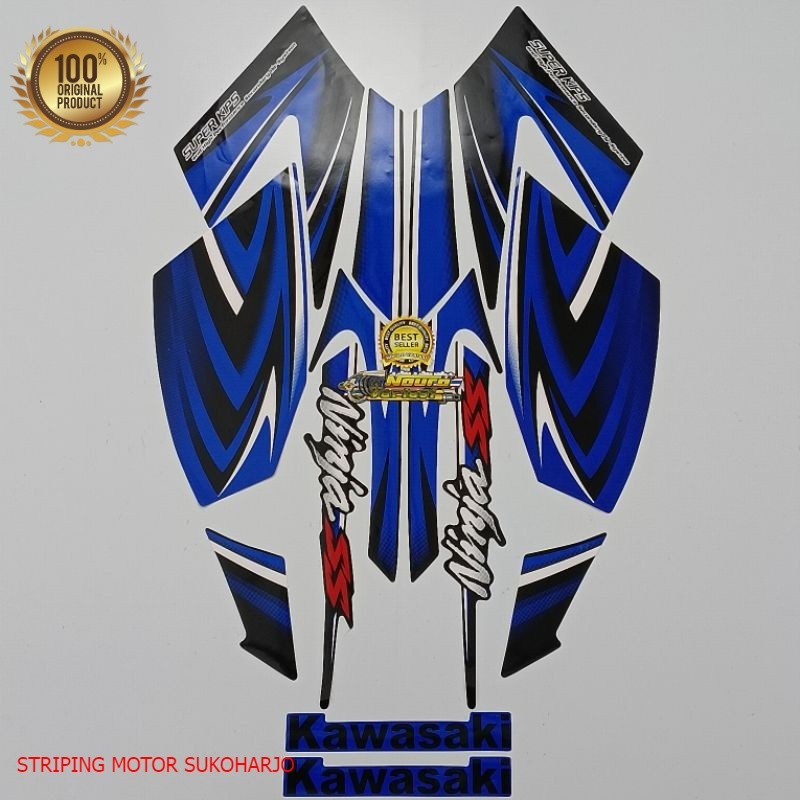 (ORI) striping kawasaki ninja ss 2011 2012 biru list body kualitas original