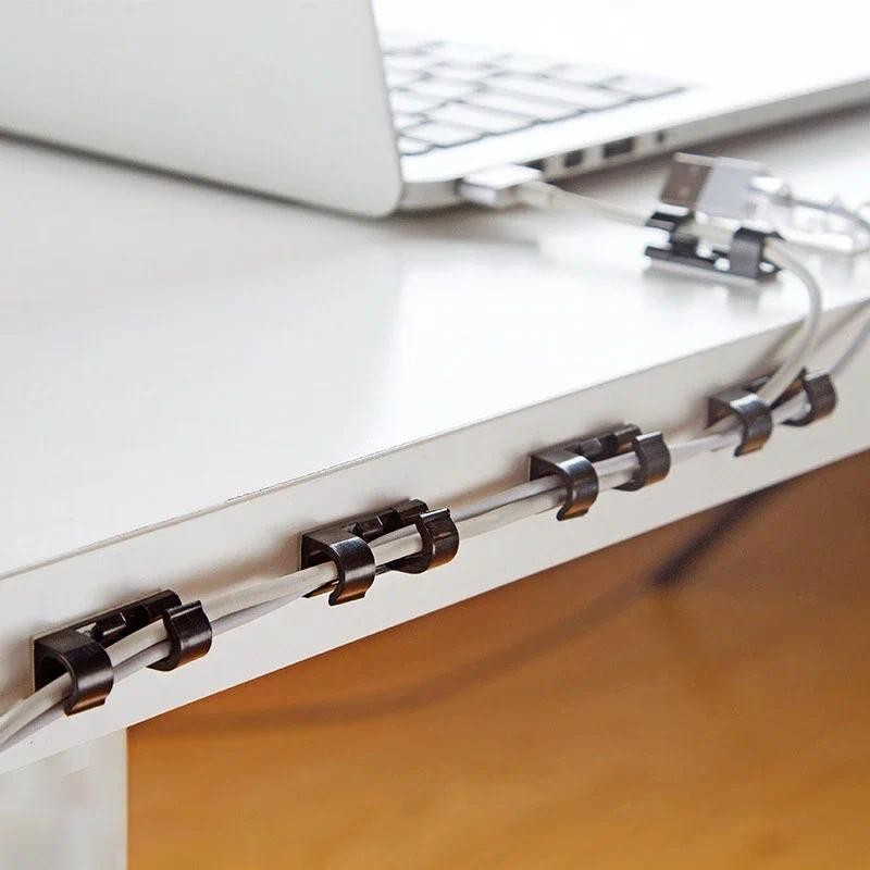 

20pcs Cable Clips Data Line Cable Winder Office Desk Set Wire USB Charger Home Desk Organizer Manager Clamp Office Supplies