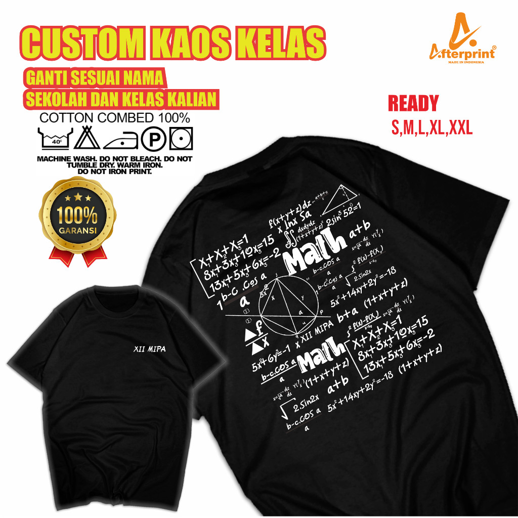 custom kaos kelas AFTERPRINT sablon reflektif aneka desain unik dan menarik untuk kaos mapel fisika