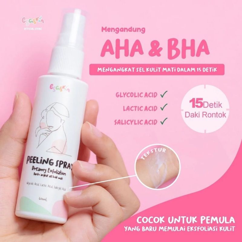 Esaskin Peeling Spray Dan Body Serum Pemutih Badan Viral Esaskin Beauty
