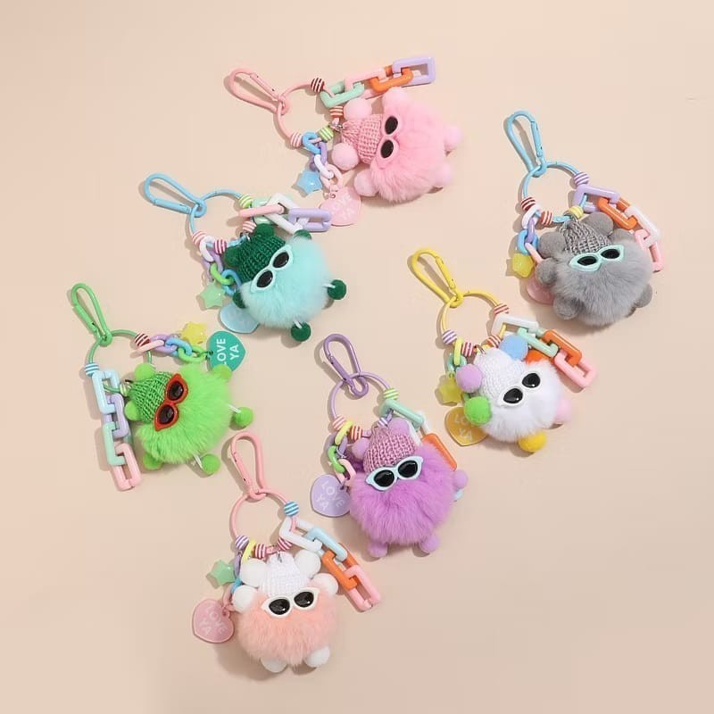 Aksesories Tas Gantungan Kunci Lucu Boneka Pom Pom Cute Coal Balls Pet Little Monster Phone Gantunga