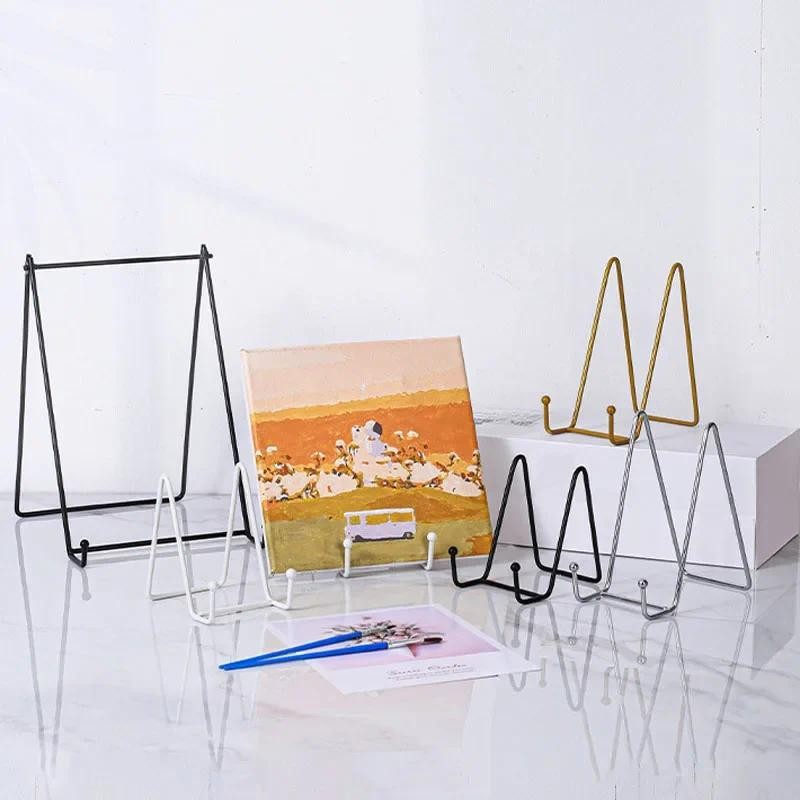

1pc Plate Display Stand Picture Easel Metal Plate Stands Holder Display Pictures Frame Photo Decorative Plate Dish Tabletop Arts