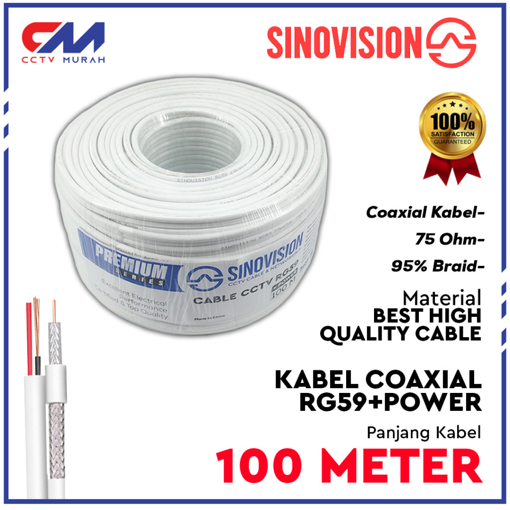 READY Kabel Coaxial CCTV RG59 100 Meter, 50 Meter, 25 Meter, Kabel CCTV RG59 Coaxial 100 Meter