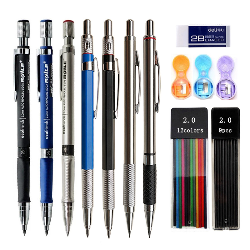 

Set Pensil Mekanik 2.0Mm Hitam/Warna Isi Ulang Isi Ulang 2B Pensil Otomatis Lukisan Sketsa Seni Siswa Alat Tulis Kawaiii