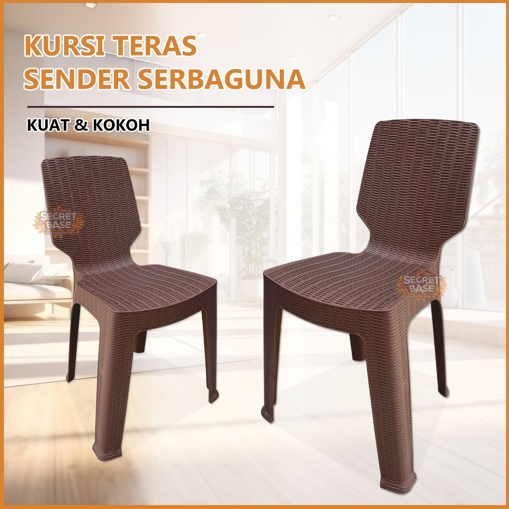 KURSI TERAS SENDER - Bangku Plastik / Kursi Makan Tinggi / Kursi Plastik Sandaran Murah