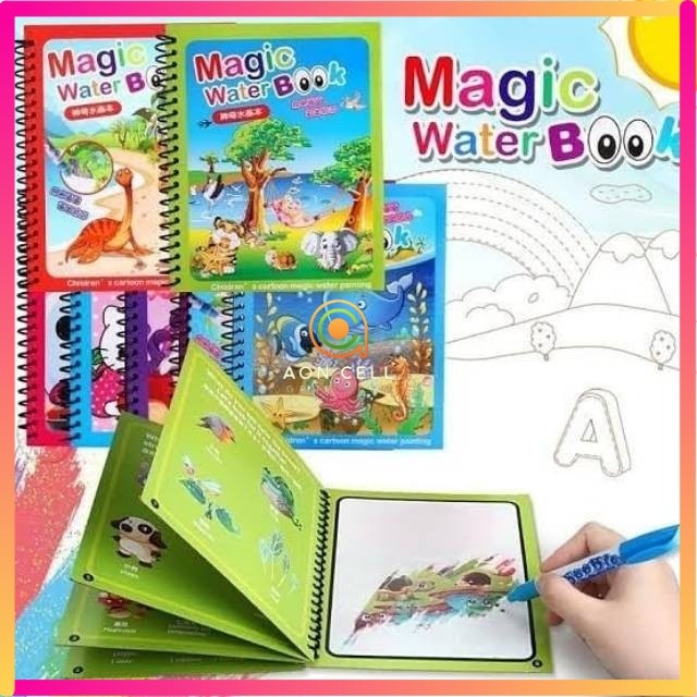 

Magic Water Book Magic Water Pen Buku Gambar Mewarnai Buku Warna Mainan Edukasi Anak REUSABLE