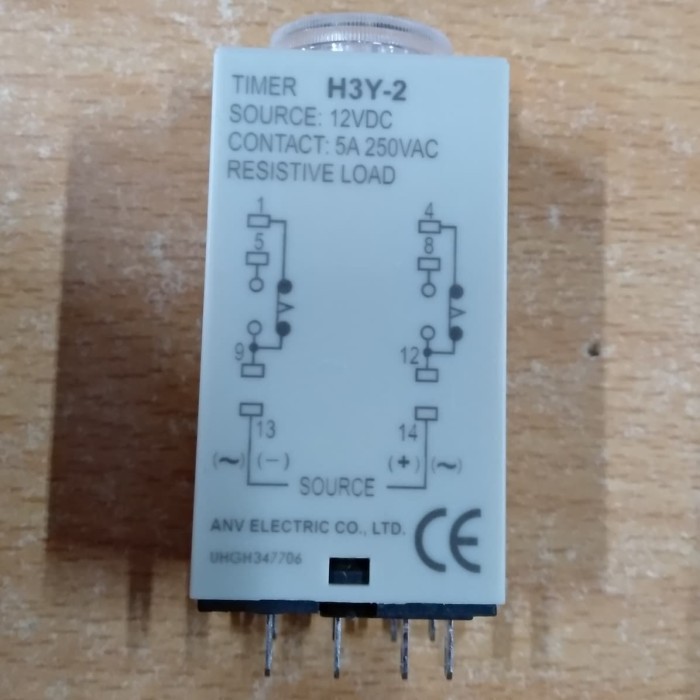 Timer relay H3Y-2 H3Y2 H3Y 2 60s 60 detik 12V DC ANV Taiwan original - cikachi 60s 12v