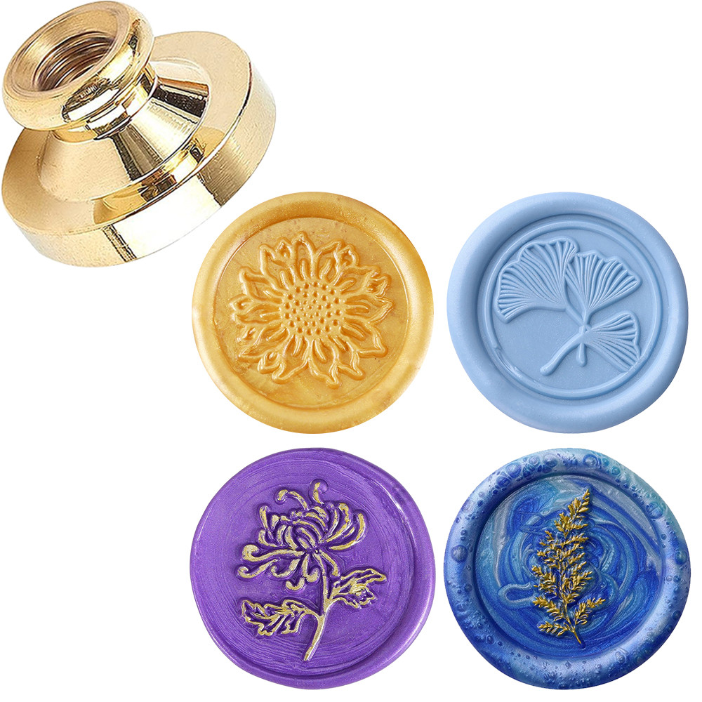 

Wax Seal Stamp Brass Head Sunflower Ginkgo Leaf Daisy Leaves pattern for Envelopes Invitations Cards Gift Wrap