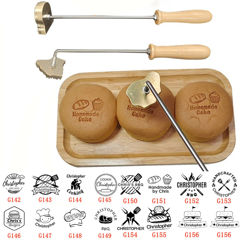 

DIY Food Branding Iron Stamp Set, 1 Custom Metal Branding Iron Stamp Head and 1 Straight/Bent Handle, Branding Iron Tool