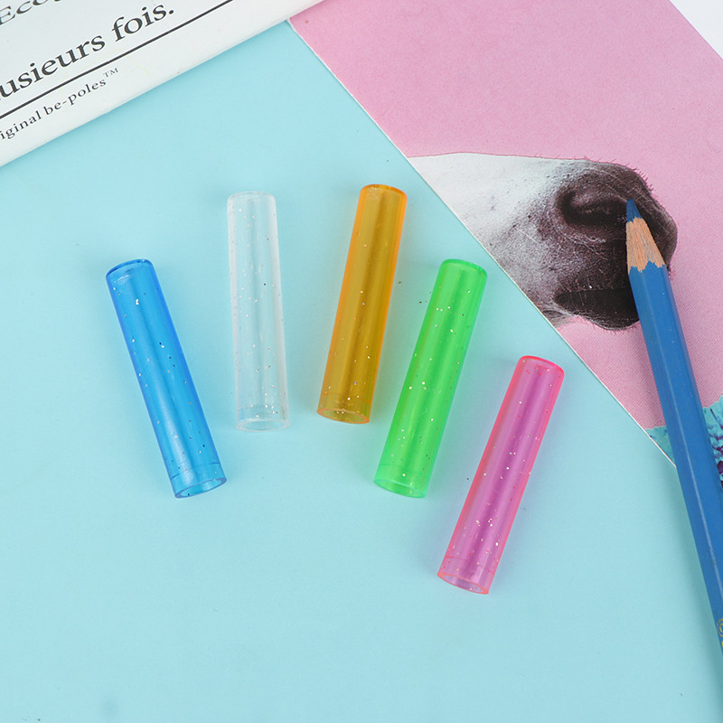 

20Pcs Candy Color Pen Protective Cap Transparent Pencil Cover Students Stationery School Office Supplies