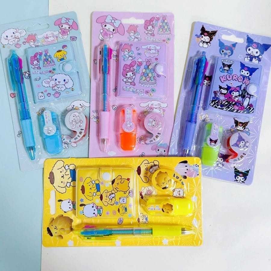 

ZARISHOP.ID Alat Tulis Anak Set 4 in 1 - Motif Kuromi Sanrio Lucu