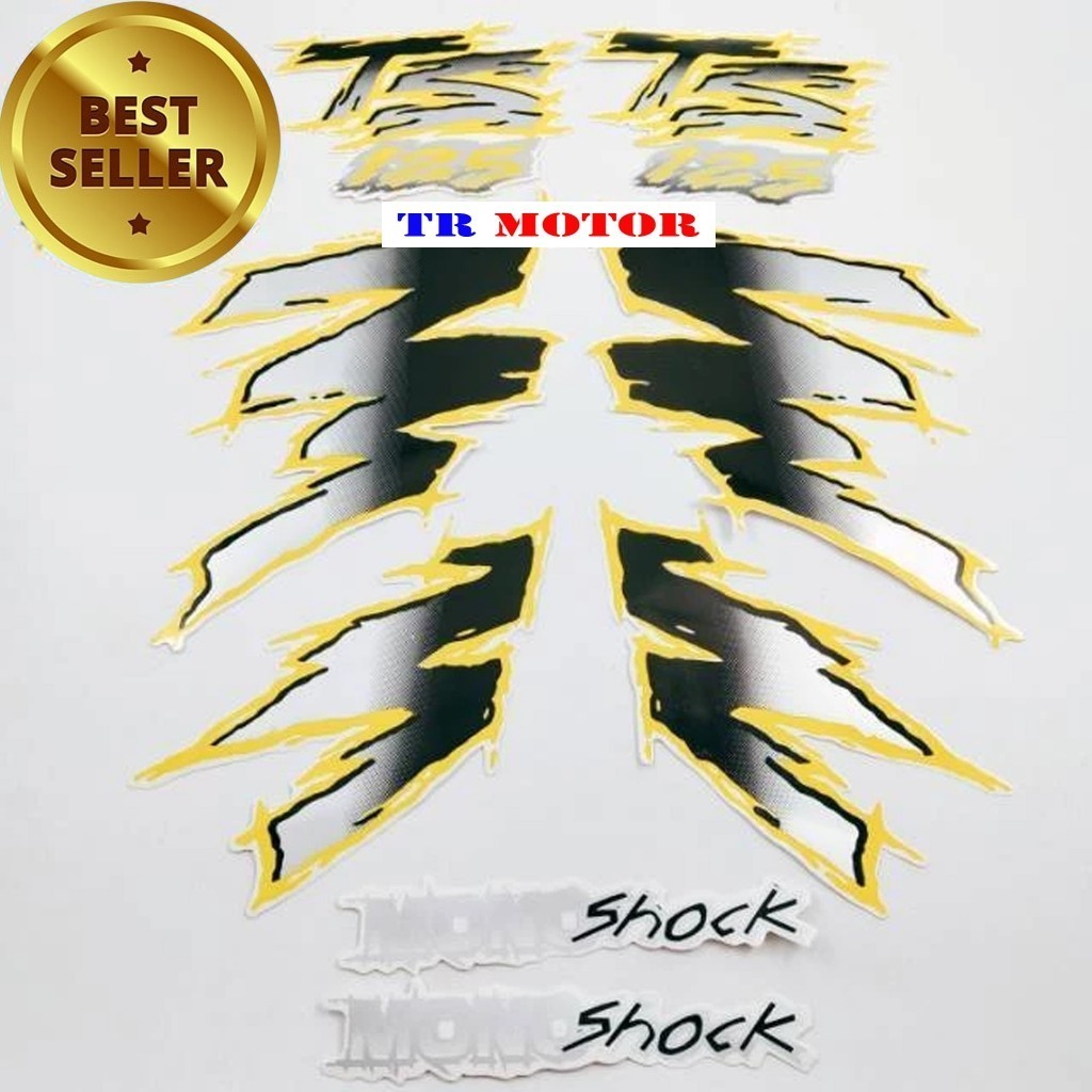 Striping stiker polet motor suzuki ts petir ts 125 kuning stiker list body standar -TR Motor